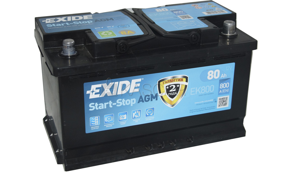 Аккумулятор EXIDE 80Ah EK800 AGM  о.п